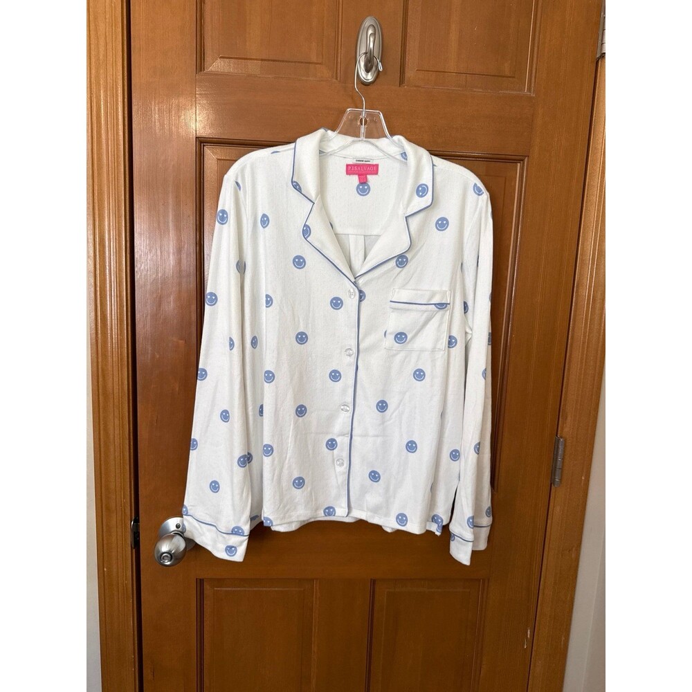 PJ Salvage Large Smiley Face Pajama Lounge Top